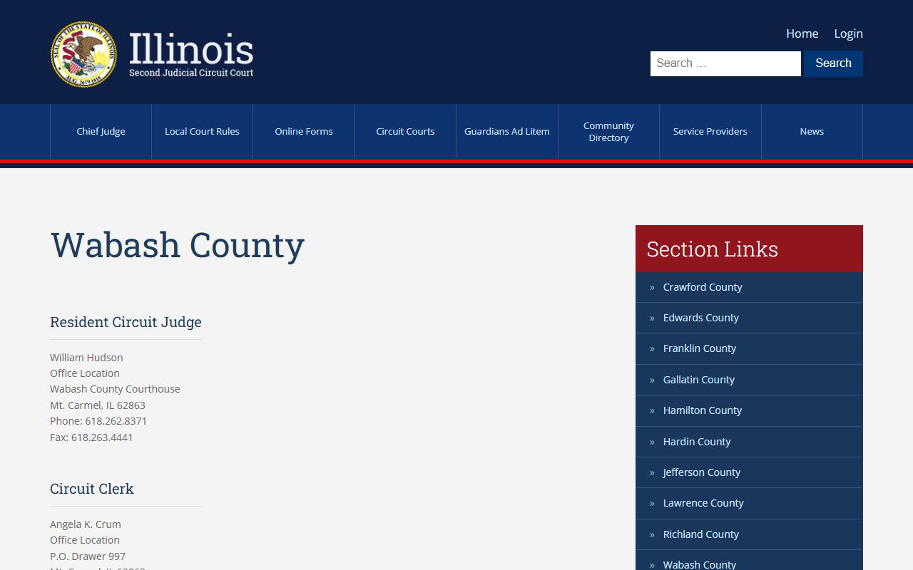 Wabash County court records after arrest Second Judicial Circuit directory